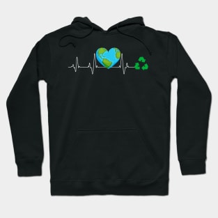 Earth Day Heartbeat Recycle Hoodie